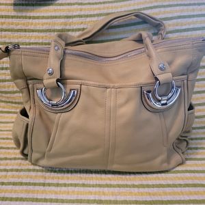 BRUCE MAKOWSKY SOFT GREEN TOTE w/ ORGANIZATION- 16 X 12 X 4